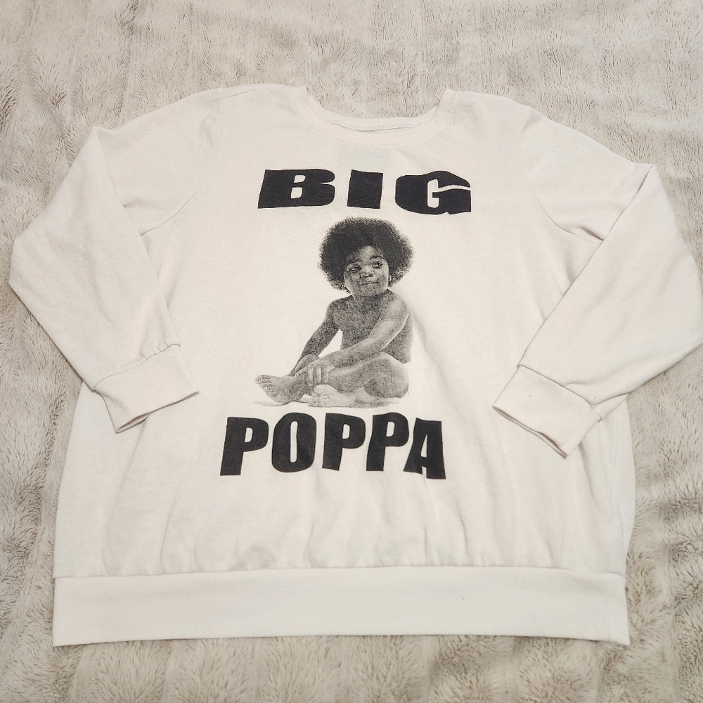 VGUC- 2XL White Big Poppa Graphic Sweatshirt